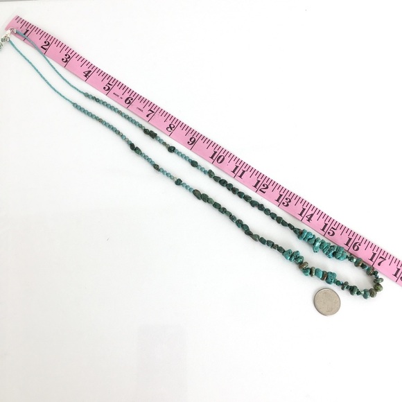Turquoise Nugget Southwestern Necklace Long Single Strand Beaded Handmade - Picture 5 of 16